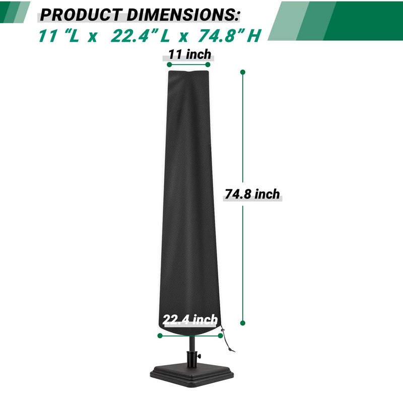 CATOTEL Patio Umbrella Cover Waterproof Umbrella Covers for Outdoor Umbrellas for 7 to 9Ft Umbrellas Protective Garden Market Parasol Umbrellas with Zipper and Rod  Black - Image 2